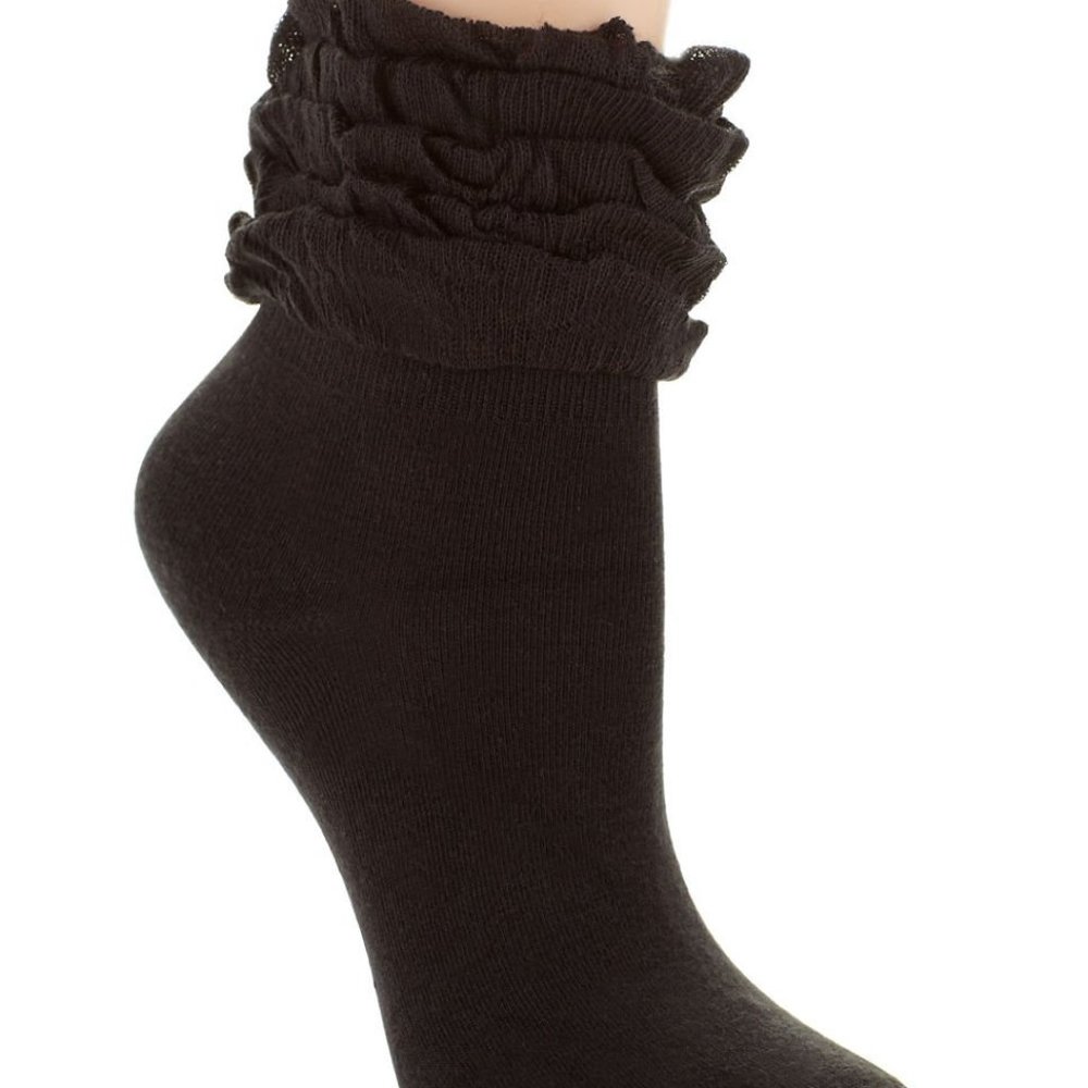 Kensie (Planet Sox) Purple Ruffled Cuff Crew Socks